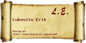Lubovits Erik névjegykártya